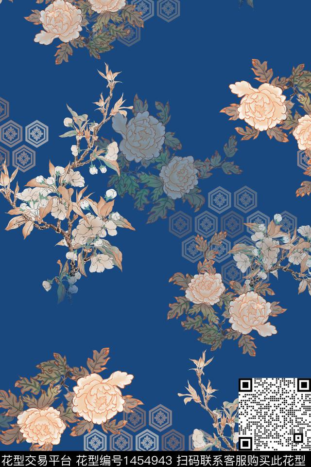 中国风真丝香云纱数码印花华亿平台下载（图片编号: 1454943） - 瓦栏（Walan）