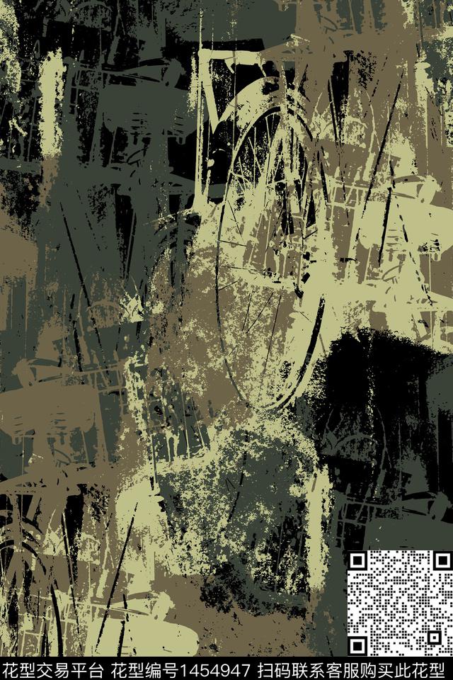 男装自行车抽象传统印花华亿平台下载（图片编号: 1454947） - 瓦栏（Walan）