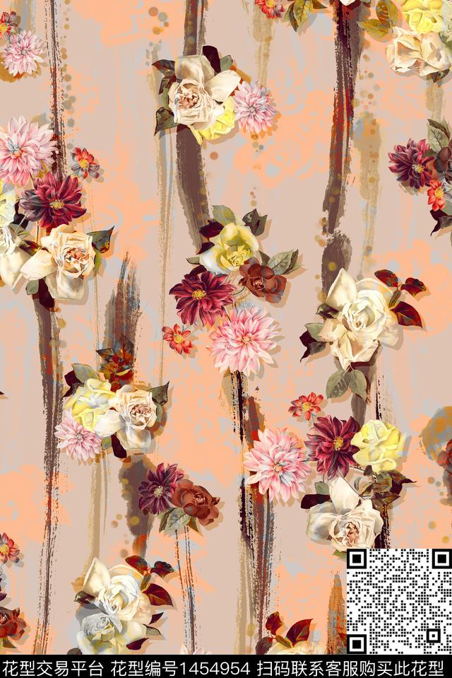 手绘花卉小碎花花卉数码印花华亿平台下载（图片编号: 1454954） - 瓦栏（Walan）