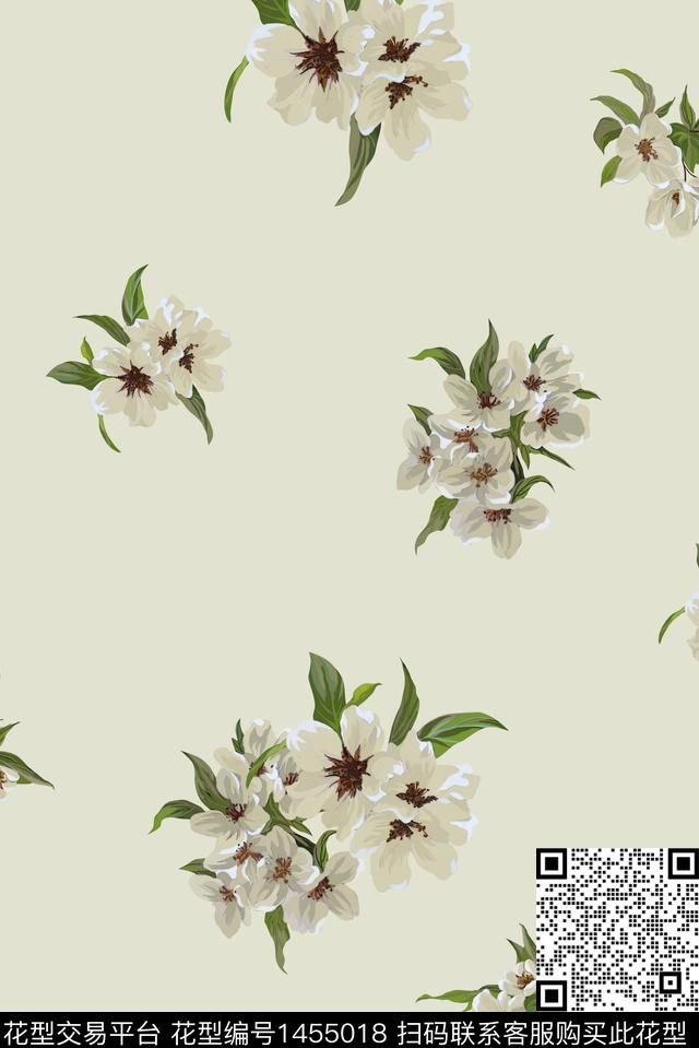 手绘花卉小碎花花卉数码印花华亿平台下载（图片编号: 1455018） - 瓦栏（Walan）