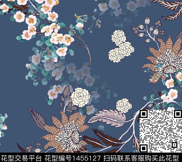 连衣裙女装花卉传统印花华亿平台下载（图片编号: 1455127） - 瓦栏（Walan）