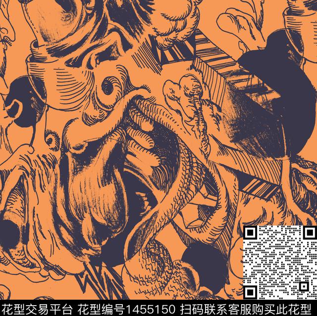 复古大牌风2022春夏数码印花华亿平台下载（图片编号: 1455150） - 瓦栏（Walan）