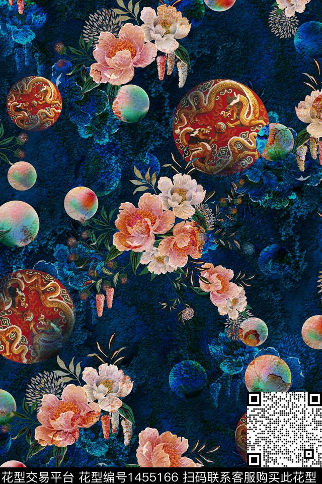 真丝花卉大牌风数码印花华亿平台下载（图片编号: 1455166） - 瓦栏（Walan）
