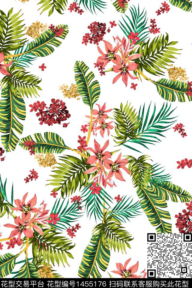 花卉植物热带华亿平台数码印花华亿平台下载（图片编号: 1455176） - 瓦栏（Walan）