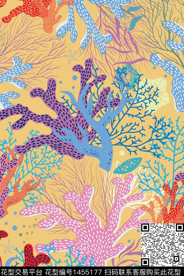 大牌风珊瑚趣味传统印花华亿平台下载（图片编号: 1455177） - 瓦栏（Walan）