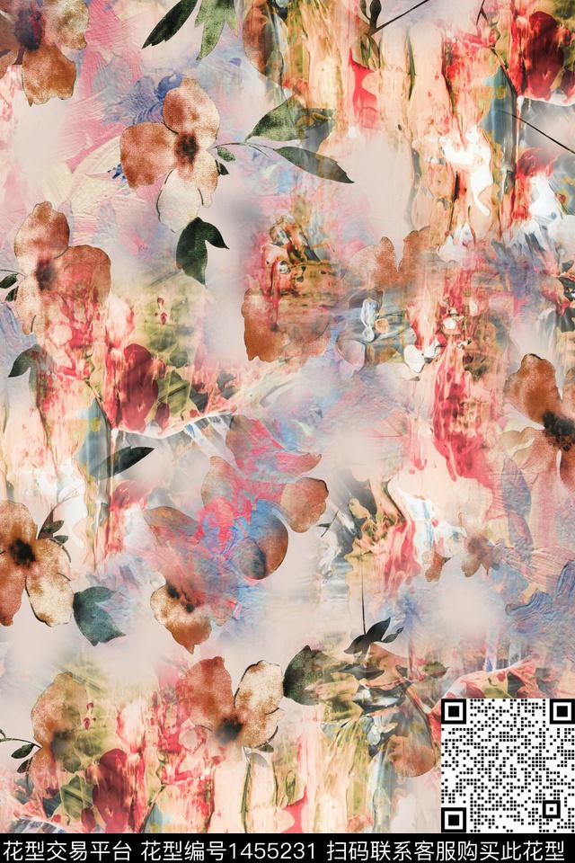 花卉中老年审数码印花华亿平台下载（图片编号: 1455231） - 瓦栏（Walan）