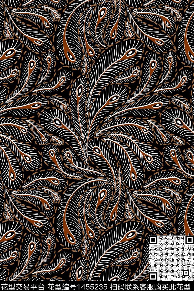 几何羽毛雕印华亿平台传统印花华亿平台下载（图片编号: 1455235） - 瓦栏（Walan）