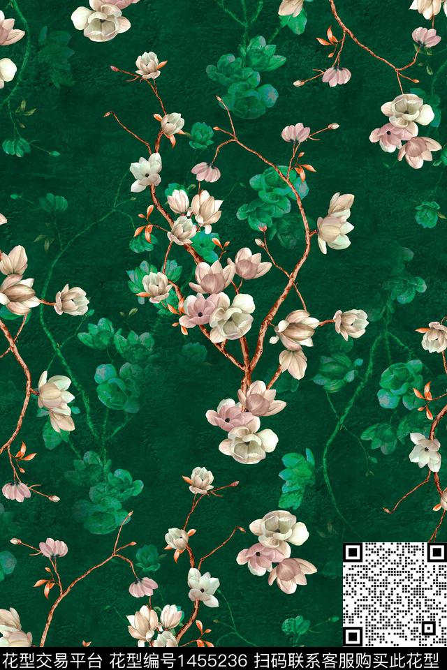 中国风国画花卉数码印花华亿平台下载（图片编号: 1455236） - 瓦栏（Walan）
