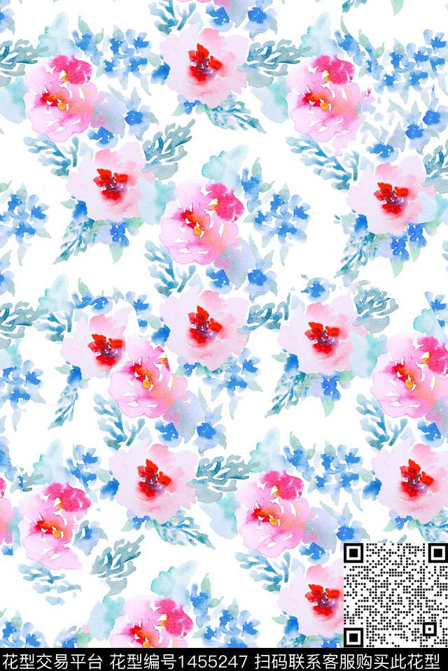 文艺复古花卉数码印花华亿平台下载（图片编号: 1455247） - 瓦栏（Walan）