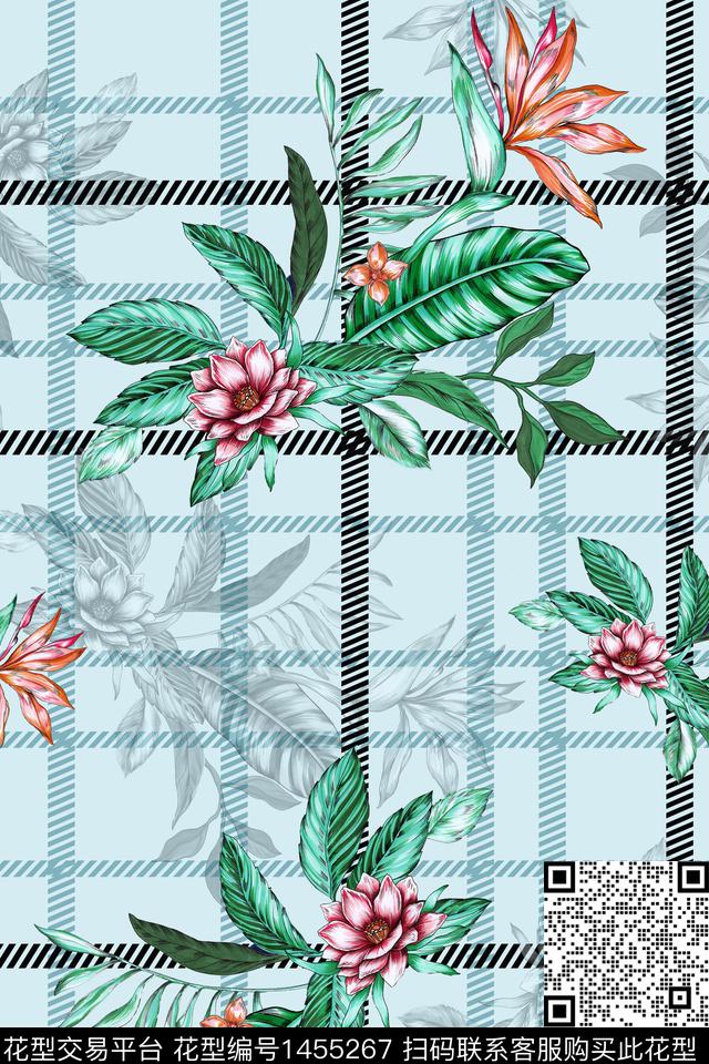 绿植树叶花卉大牌风数码印花华亿平台下载（图片编号: 1455267） - 瓦栏（Walan）