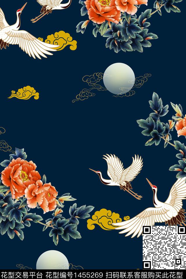 花卉大牌风香云纱数码印花华亿平台下载（图片编号: 1455269） - 瓦栏（Walan）