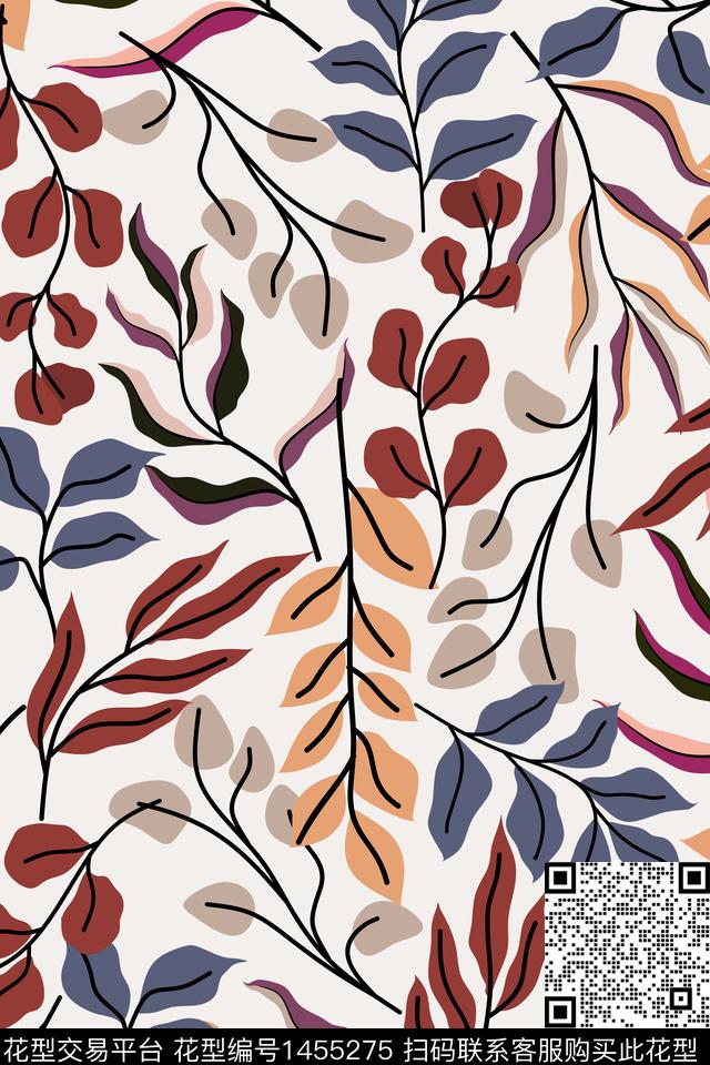 植物真丝大牌风传统印花华亿平台下载（图片编号: 1455275） - 瓦栏（Walan）