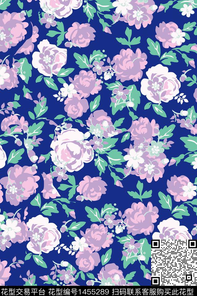 复古花卉真丝数码印花华亿平台下载（图片编号: 1455289） - 瓦栏（Walan）