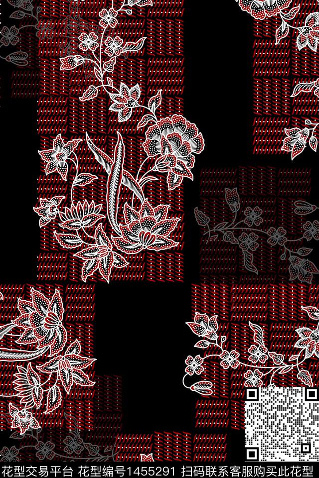 几何花卉民族风大牌风数码印花华亿平台下载（图片编号: 1455291） - 瓦栏（Walan）