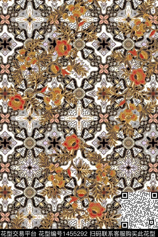 民族风大牌风香云纱数码印花华亿平台下载（图片编号: 1455292） - 瓦栏（Walan）