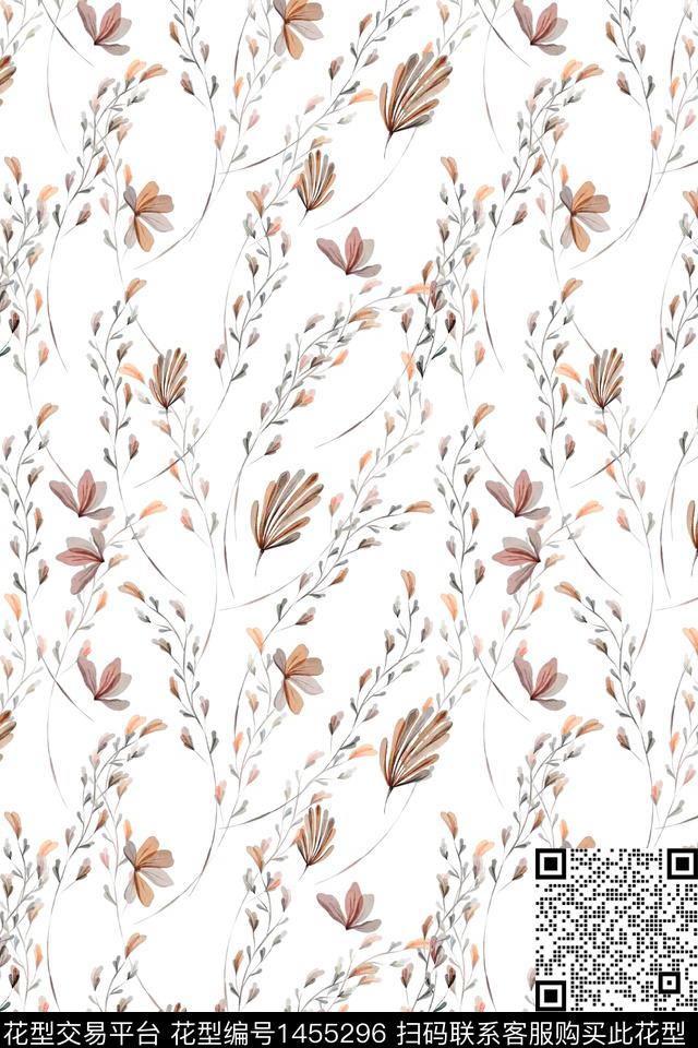 绿植树叶花卉大牌风数码印花华亿平台下载（图片编号: 1455296） - 瓦栏（Walan）