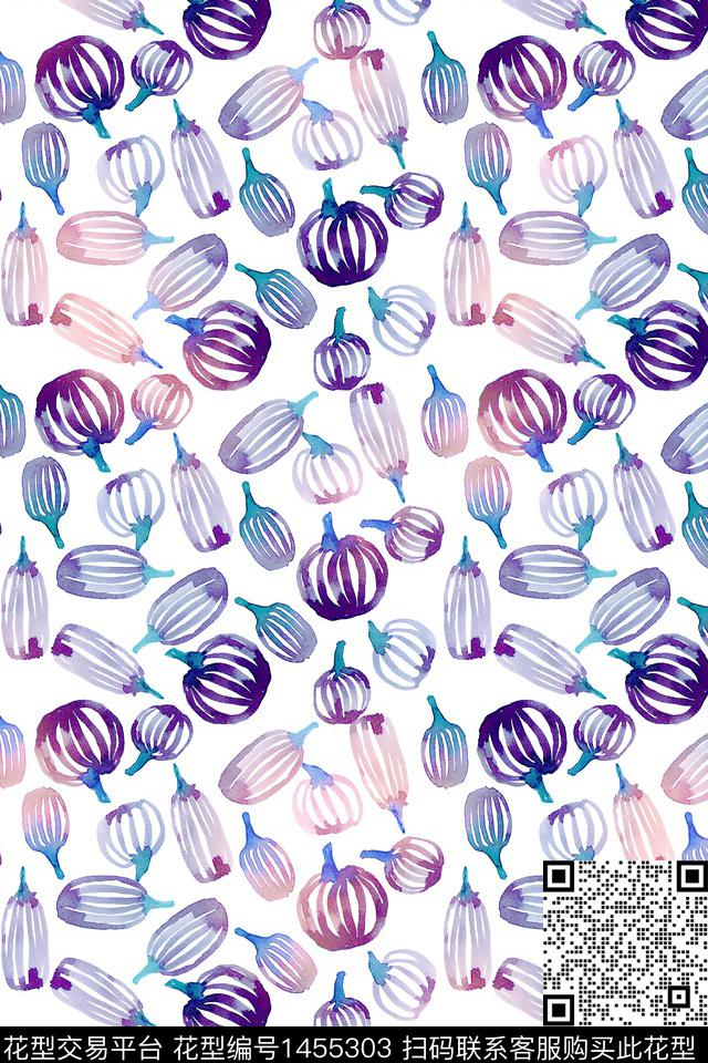 抽象花卉大牌风小清新数码印花华亿平台下载（图片编号: 1455303） - 瓦栏（Walan）