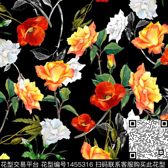 绿植树叶花卉年轻女性数码印花华亿平台下载（图片编号: 1455316） - 瓦栏（Walan）