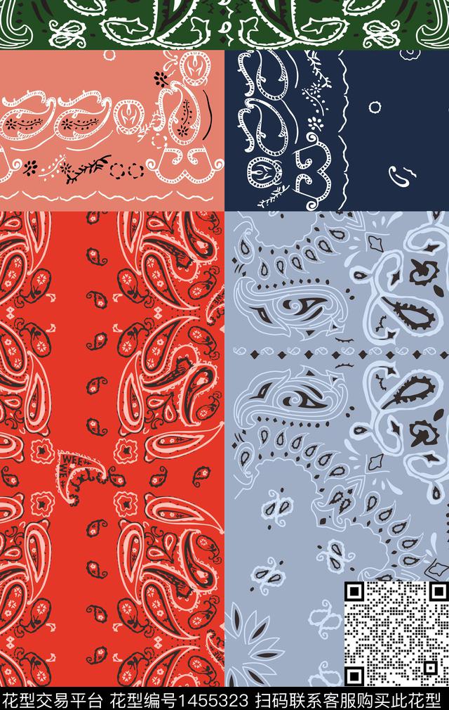 几何佩斯利潮牌数码印花华亿平台下载（图片编号: 1455323） - 瓦栏（Walan）