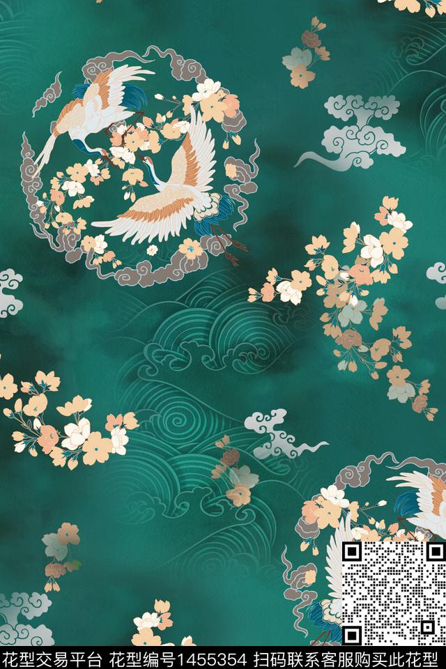 中国风真丝香云纱数码印花华亿平台下载（图片编号: 1455354） - 瓦栏（Walan）