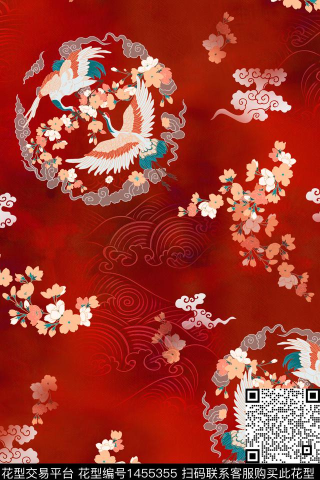 中国风真丝香云纱数码印花华亿平台下载（图片编号: 1455355） - 瓦栏（Walan）