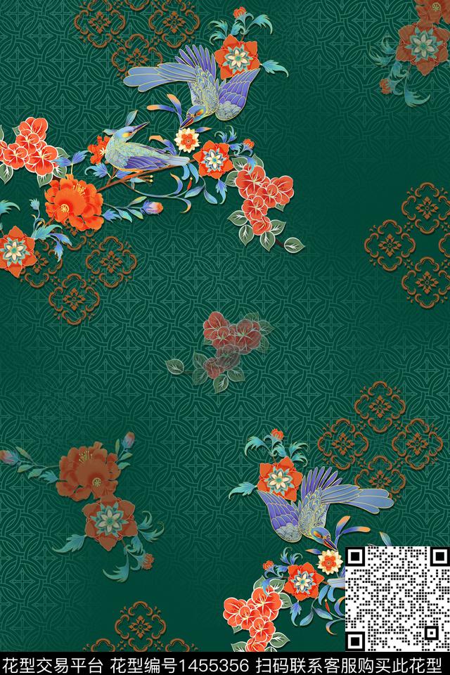 中国风真丝香云纱数码印花华亿平台下载（图片编号: 1455356） - 瓦栏（Walan）