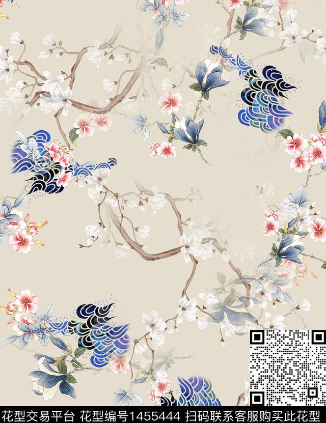 连衣裙女装花卉传统印花华亿平台下载（图片编号: 1455444） - 瓦栏（Walan）