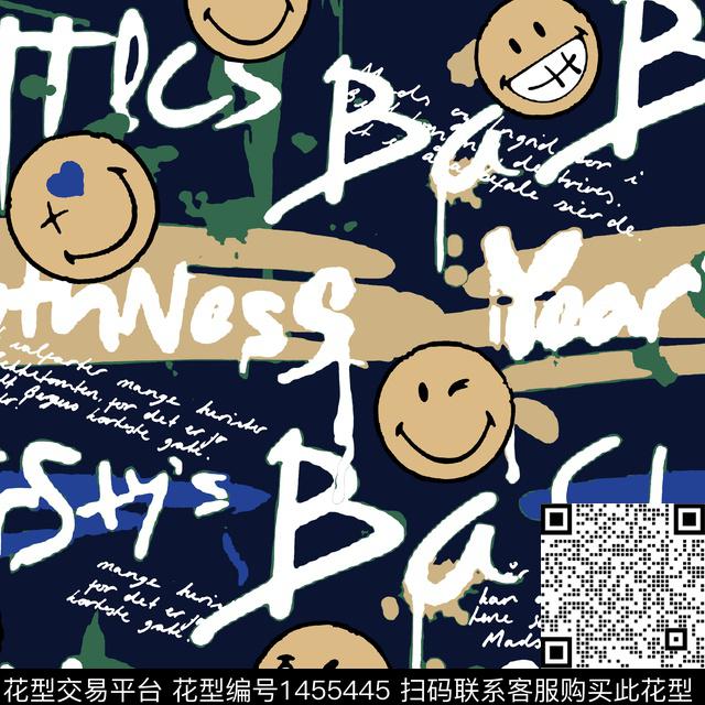 字母笑脸笔触数码印花华亿平台下载（图片编号: 1455445） - 瓦栏（Walan）