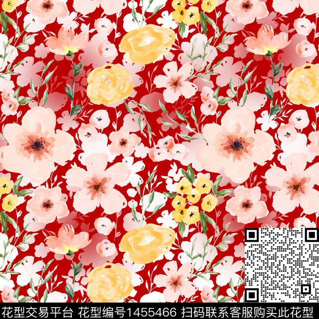 绿植树叶水彩炫彩数码印花华亿平台下载（图片编号: 1455466） - 瓦栏（Walan）