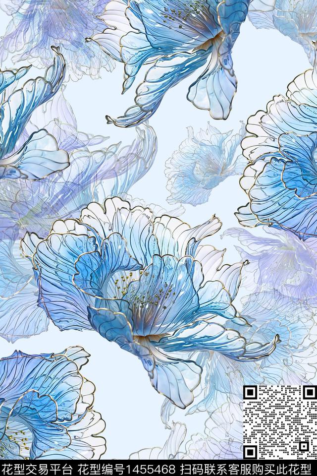 绿植树叶肌理大牌风数码印花华亿平台下载（图片编号: 1455468） - 瓦栏（Walan）