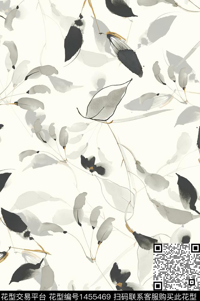 绿植树叶水彩肌理传统印花华亿平台下载（图片编号: 1455469） - 瓦栏（Walan）