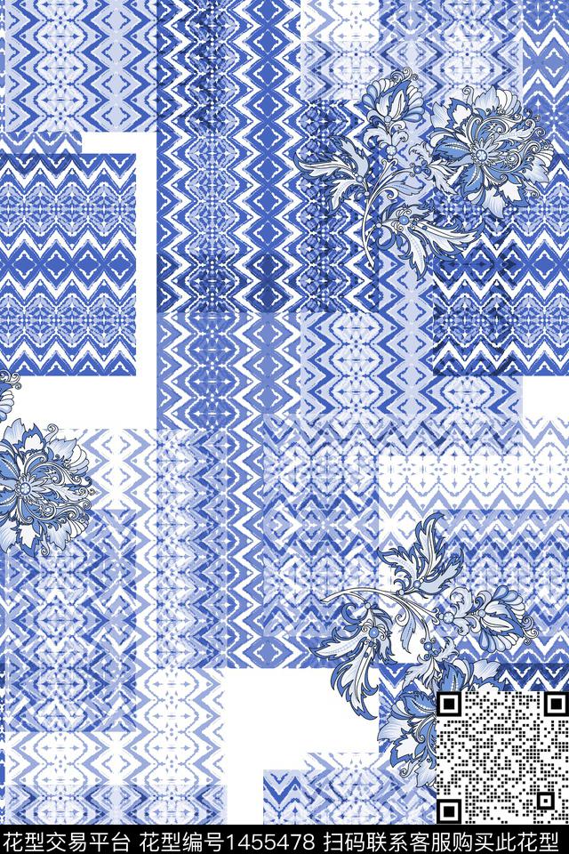 几何民族风佩斯利数码印花华亿平台下载（图片编号: 1455478） - 瓦栏（Walan）