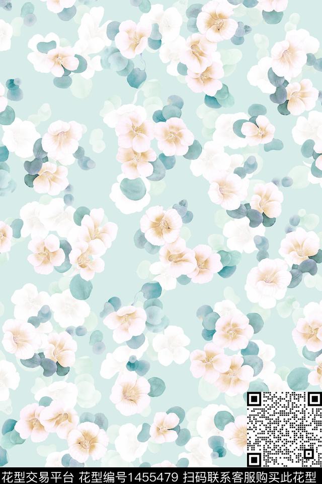 清爽底花卉花卉大牌风数码印花华亿平台下载（图片编号: 1455479） - 瓦栏（Walan）