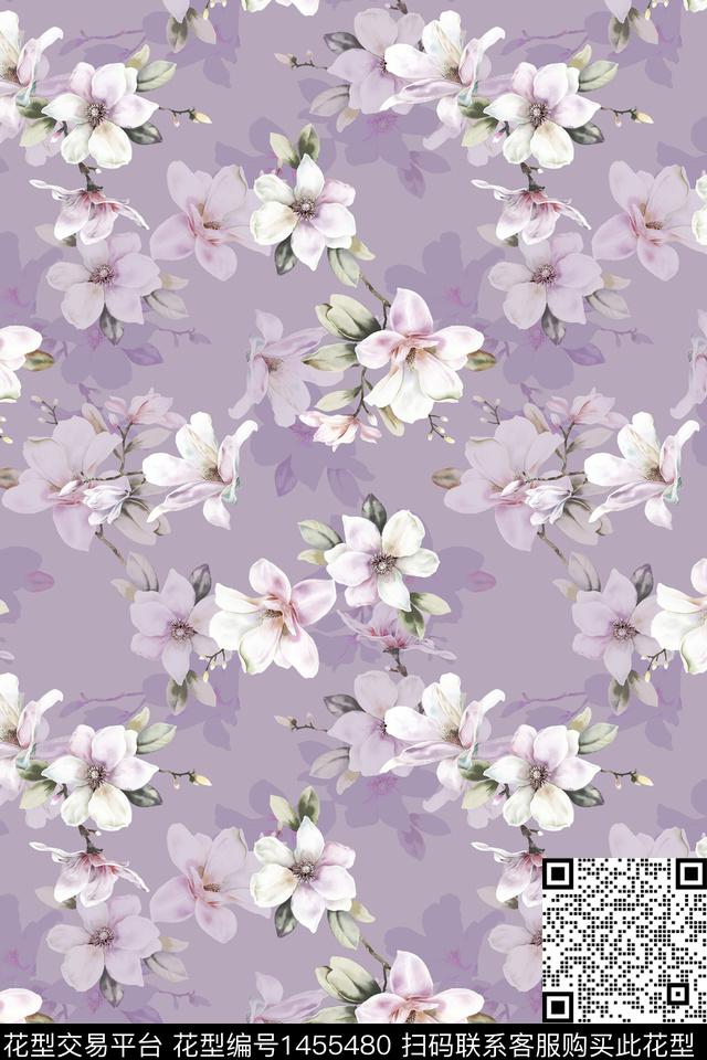清爽底花卉花卉大牌风数码印花华亿平台下载（图片编号: 1455480） - 瓦栏（Walan）