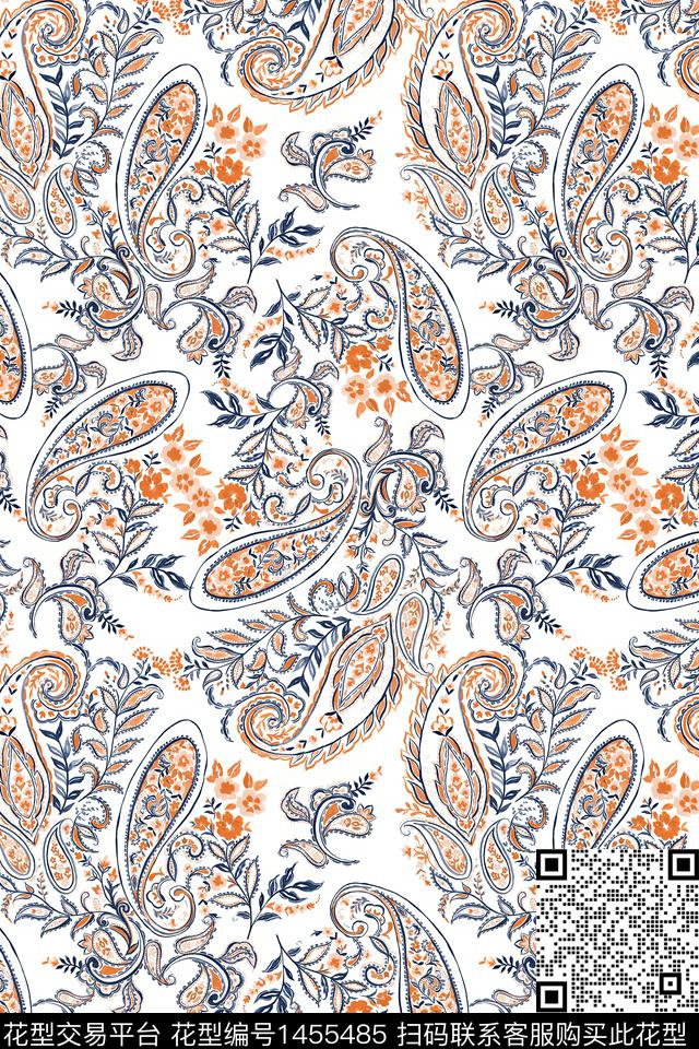 民族风佩斯利大牌风数码印花华亿平台下载（图片编号: 1455485） - 瓦栏（Walan）