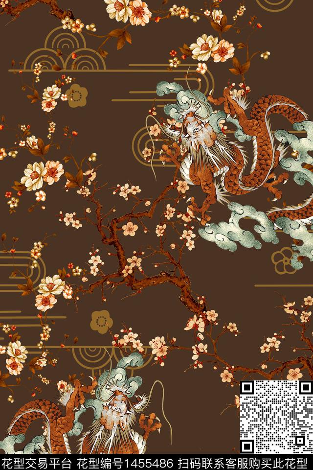 香云纱中老年中国风数码印花华亿平台下载（图片编号: 1455486） - 瓦栏（Walan）