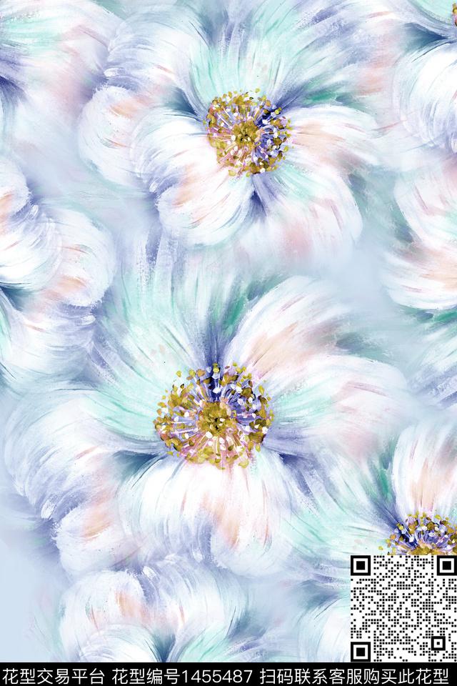 清爽底花卉花卉大牌风数码印花华亿平台下载（图片编号: 1455487） - 瓦栏（Walan）