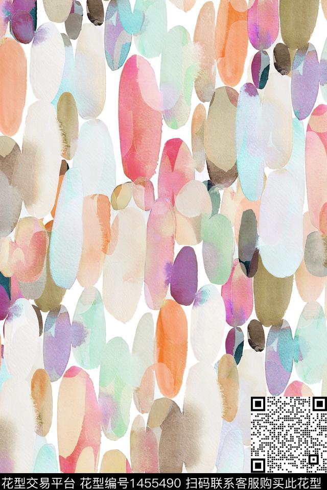 几何抽象真丝数码印花华亿平台下载（图片编号: 1455490） - 瓦栏（Walan）