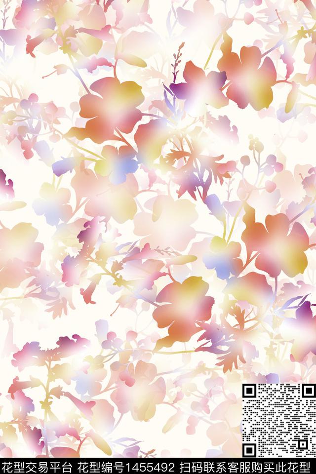 时尚花卉小清新数码印花华亿平台下载（图片编号: 1455492） - 瓦栏（Walan）