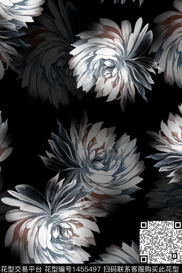 清爽底花卉花卉大牌风数码印花华亿平台下载（图片编号: 1455497） - 瓦栏（Walan）