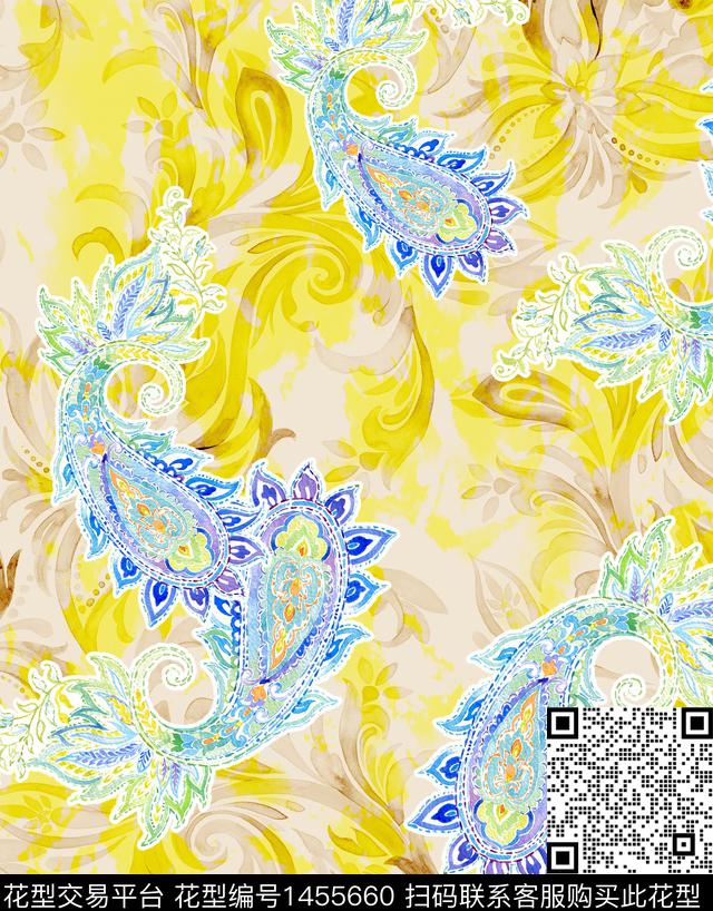 女装佩斯利花卉数码印花华亿平台下载（图片编号: 1455660） - 瓦栏（Walan）