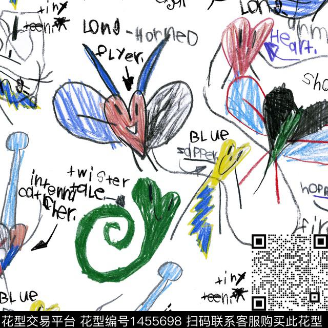 字母趣味花卉数码印花华亿平台下载（图片编号: 1455698） - 瓦栏（Walan）