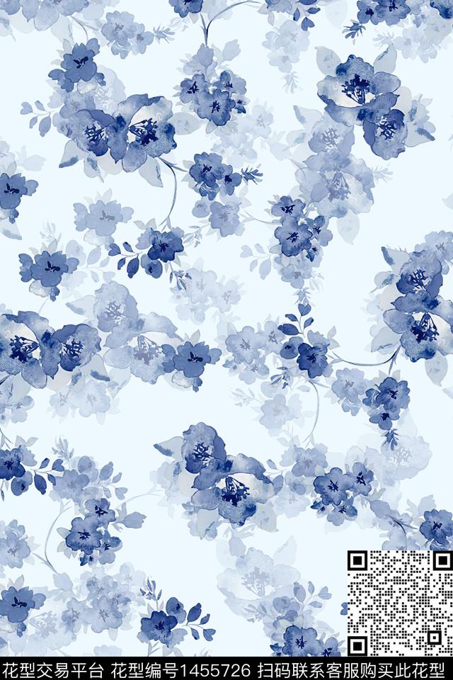 绿植树叶水彩雪纺数码印花华亿平台下载（图片编号: 1455726） - 瓦栏（Walan）