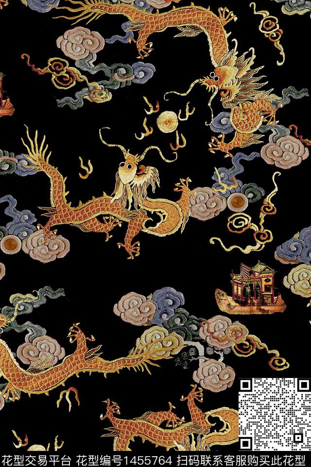 龙中国风中老年数码印花华亿平台下载（图片编号: 1455764） - 瓦栏（Walan）