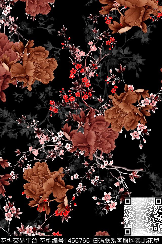 花卉中国风中老年数码印花华亿平台下载（图片编号: 1455765） - 瓦栏（Walan）