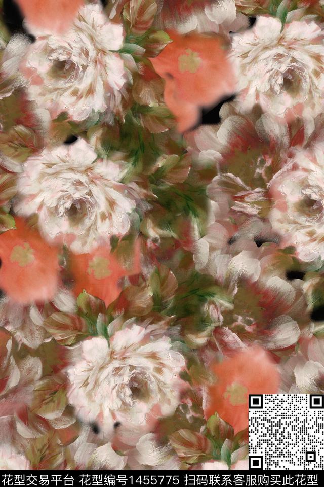 复古花卉大牌风数码印花华亿平台下载（图片编号: 1455775） - 瓦栏（Walan）