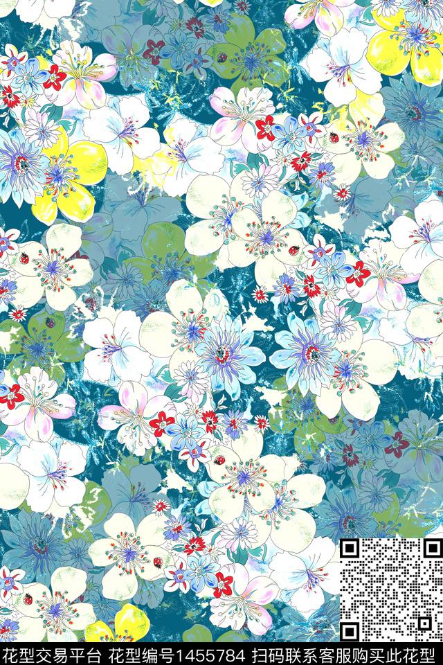 复古花卉春夏华亿平台数码印花华亿平台下载（图片编号: 1455784） - 瓦栏（Walan）