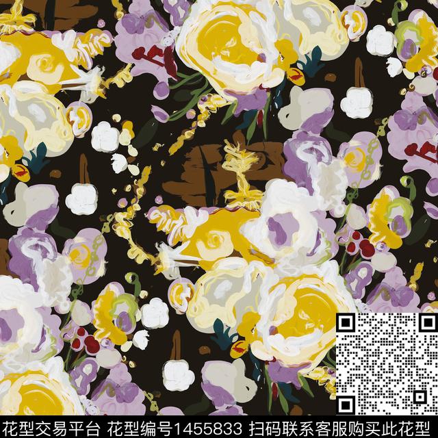 玫瑰花大花审数码印花华亿平台下载（图片编号: 1455833） - 瓦栏（Walan）