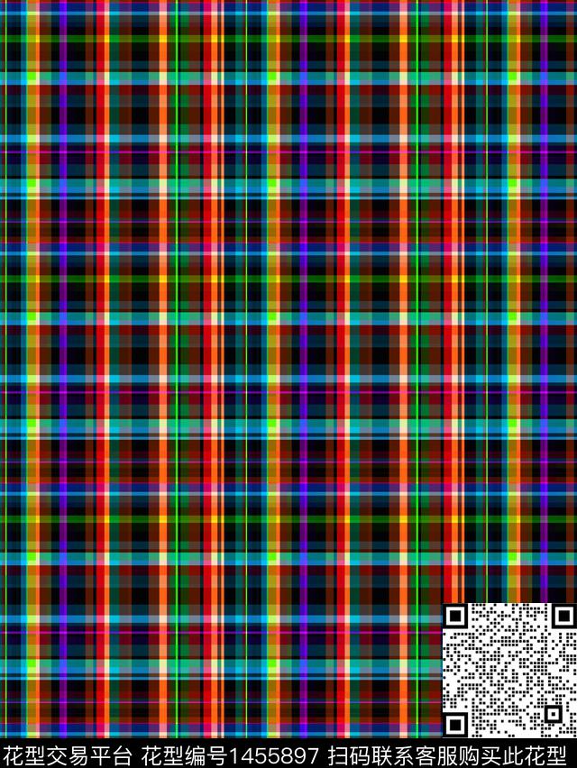 几何格子条纹数码印花华亿平台下载（图片编号: 1455897） - 瓦栏（Walan）