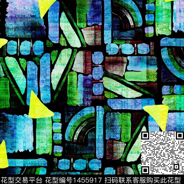 男装满版花几何格子数码印花华亿平台下载（图片编号: 1455917） - 瓦栏（Walan）